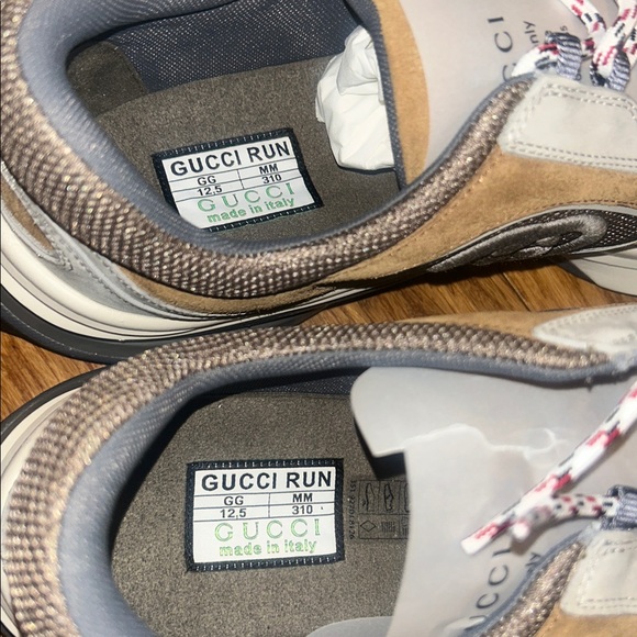 Gucci Run Sneaker Light Grey Brown size 12.5